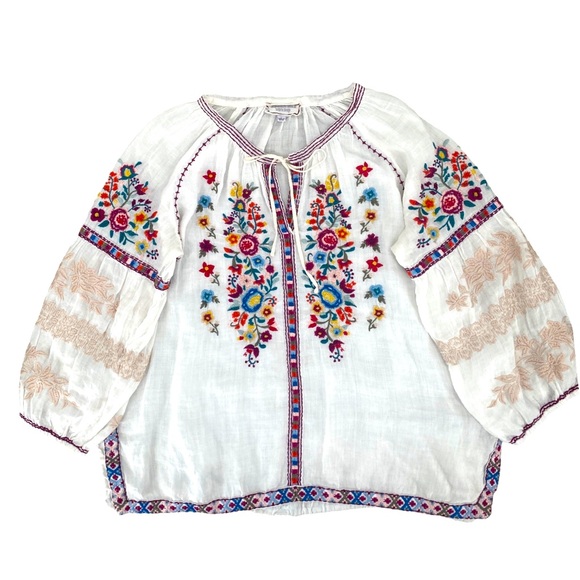 Johnny Was Allegra Embroidered Peasant Blouse Size Large - Picture 3 of 11